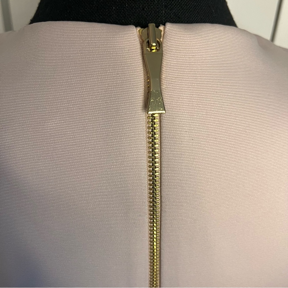 Kate Spade New York Bateau Neckline A Line Mini Dress Sz 2 Rose Gold Bow Blush - Picture 6 of 9